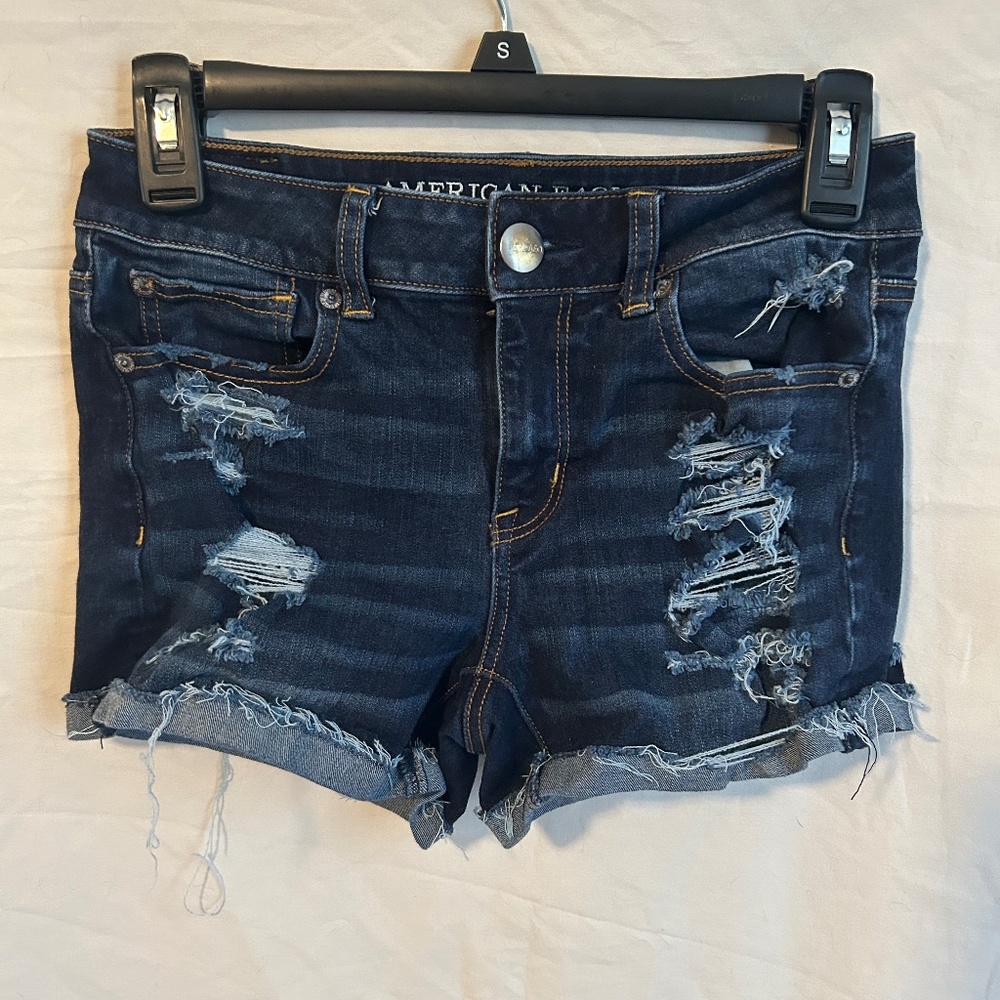 American Eagle High Rise Shortie Stretch Jean Shorts Size 2